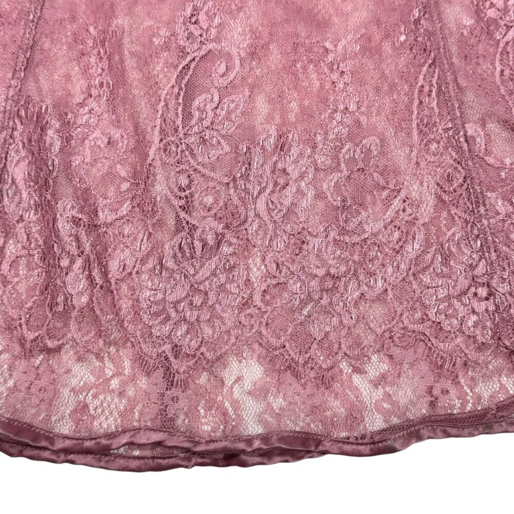 VTG Y2K Victoria's Secret Babydoll Dress Sz.M Pink Floral Lace Sheer Coquette - Picture 3 of 10